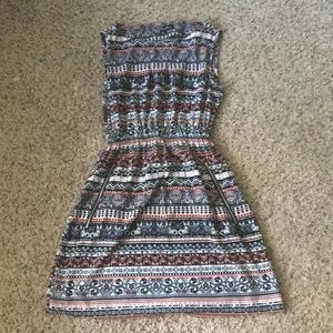 Black and coral printed dress